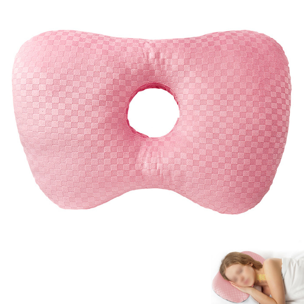 Ear Pillow for Side Sleepers with Hole-Pink