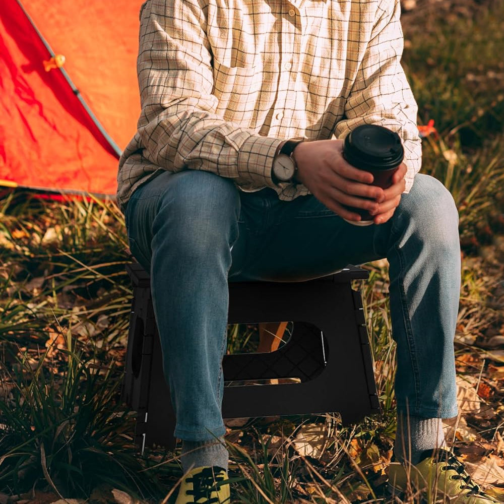 Folding Step Stool Portable Lightweight Stool for Adult Kids Black