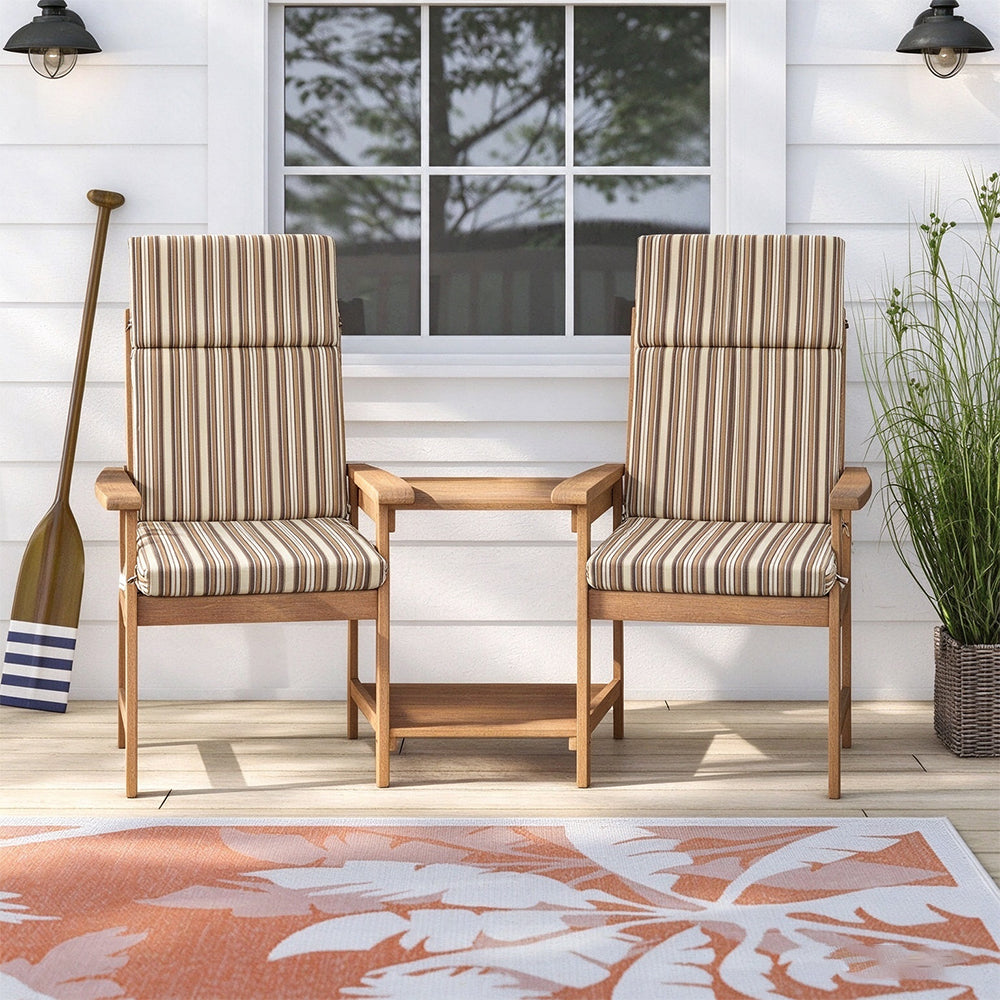 Water Resistant Seat Cushion Backrest Back Deep Chair Cushion - Brown