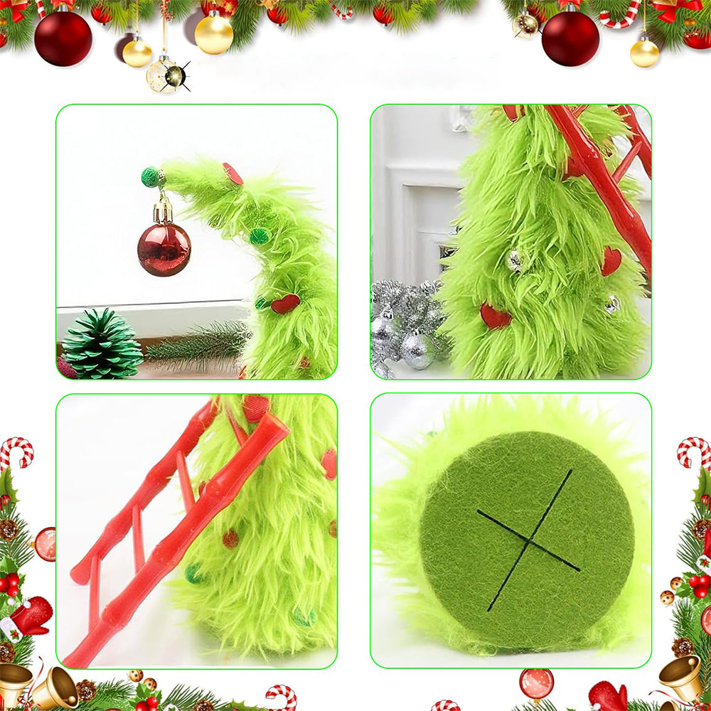 2 Piece Bendable Desktop Christmas Tree with Lights and Mini Ladder