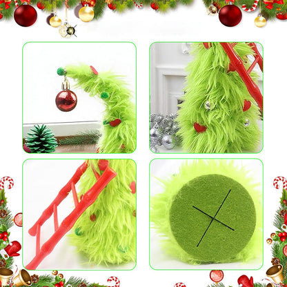 2 Piece Bendable Desktop Christmas Tree with Lights and Mini Ladder