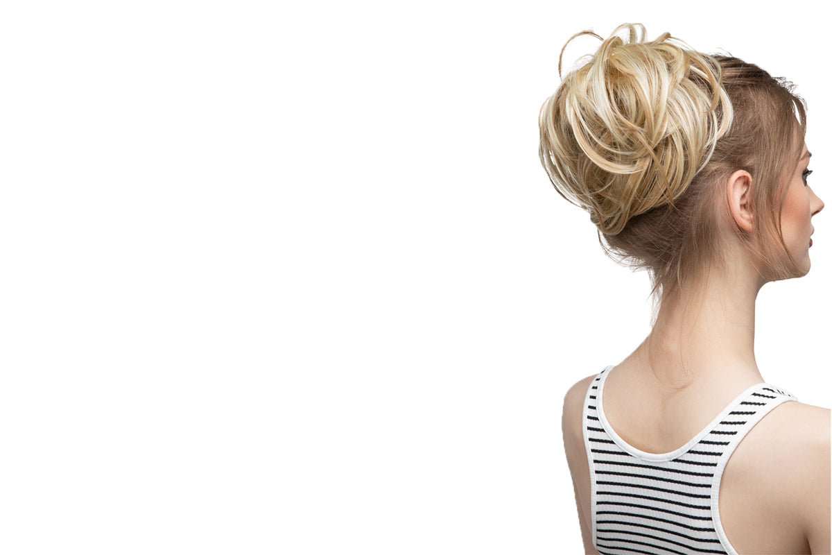 20CM High-Temperature Fiber Natural Messy Bun Scrunchy Thick Messy Bun Hair Piece-Blonde