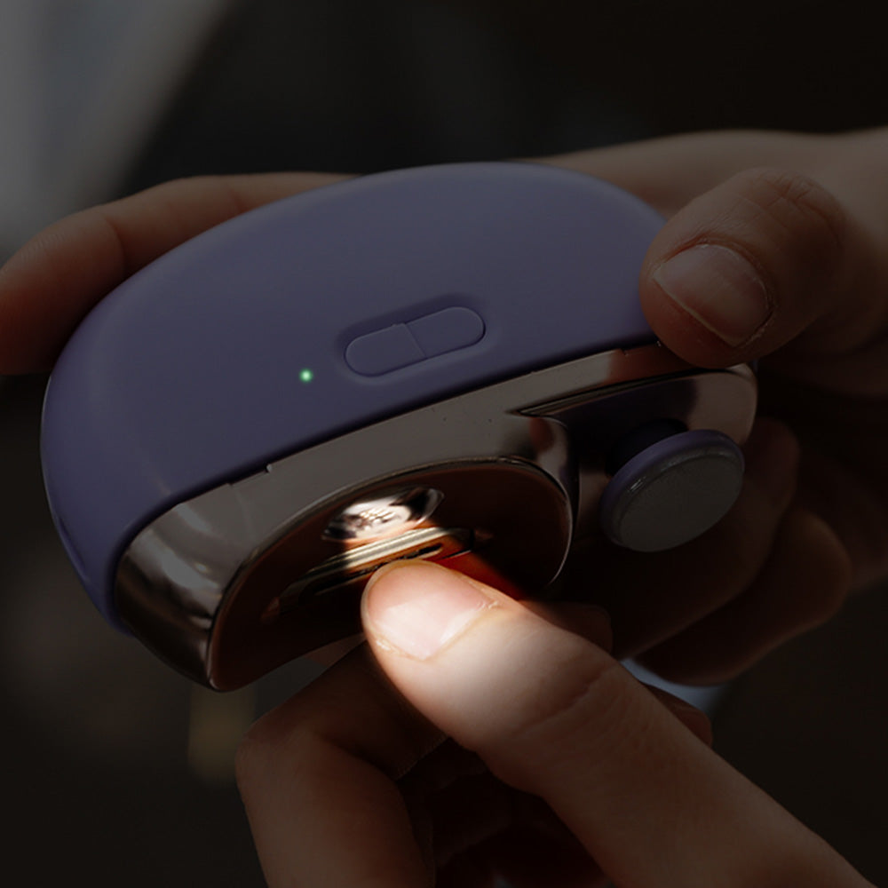 2-in-1 Electric Nail Clipper and Nail Polisher Portable Grooming Tool Purple