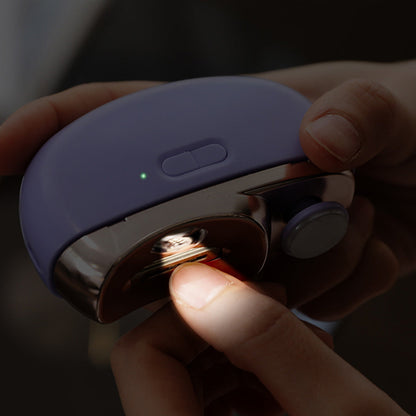 2-in-1 Electric Nail Clipper and Nail Polisher Portable Grooming Tool Purple