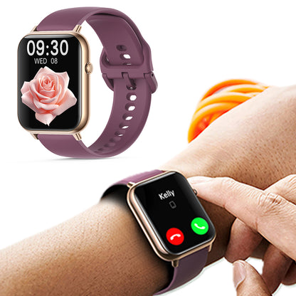 Smartwatch with Bluetooth Calling 2.1 Inch Display 104 Sports Modes Health Monitoring IP68 Waterproof-Wine Red