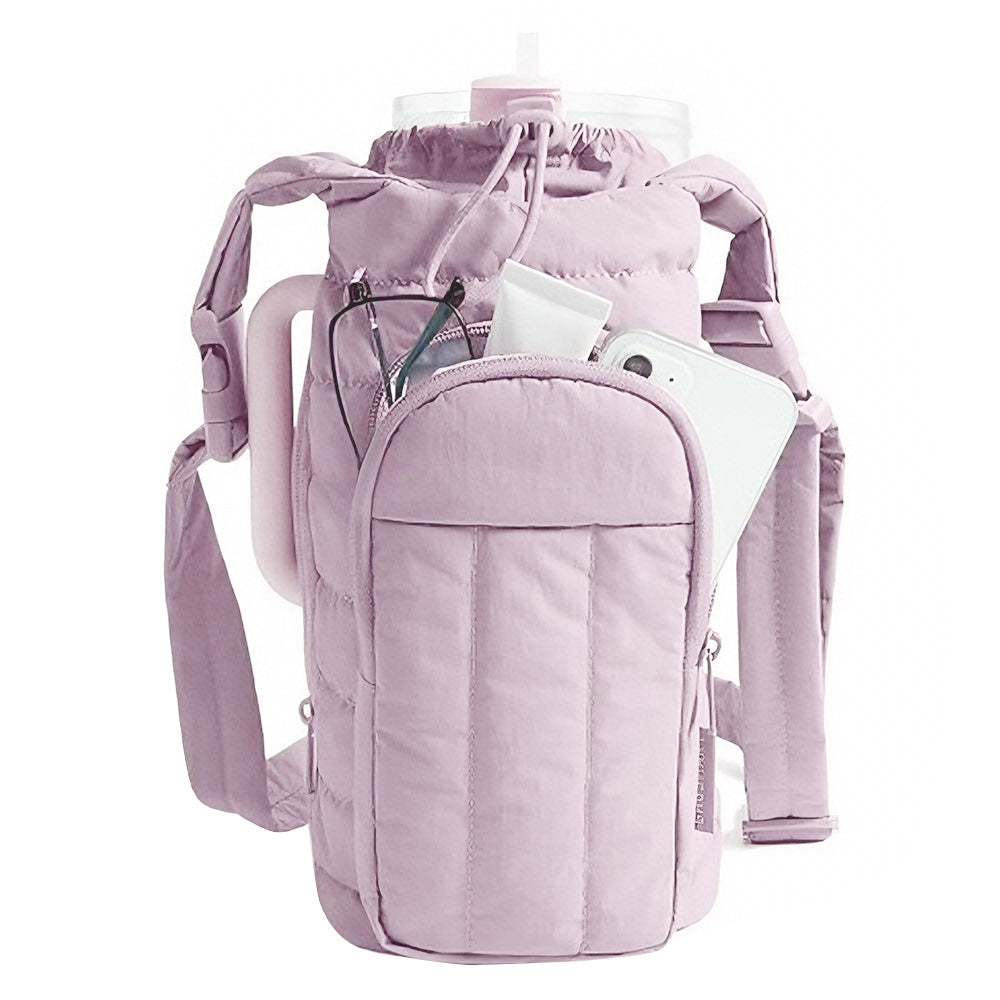 Water Bottle Holder Bag with Strap Crossbody Bag Gym -Purple