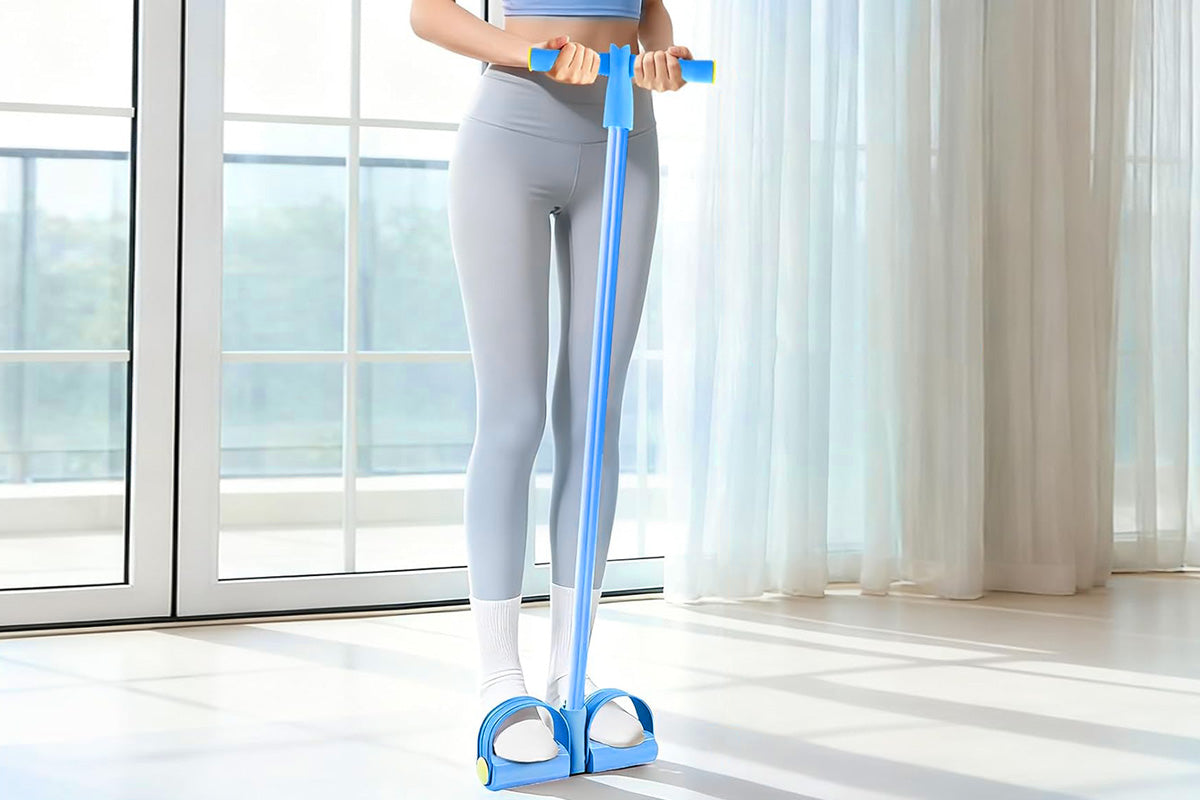 6 Tube Foot Pedal Resistance Band Ankle Puller Fitness Rope Blue
