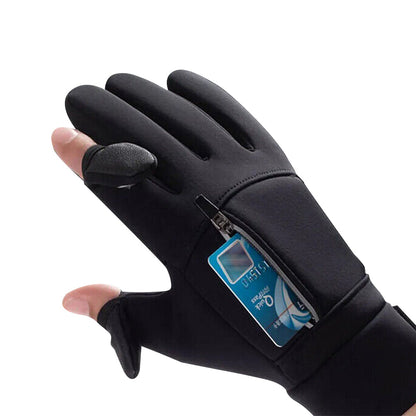 Pair of Winter Warm Gloves Water-Resistant Gloves for Cycling Fishing Skiing Hiking Travel Black