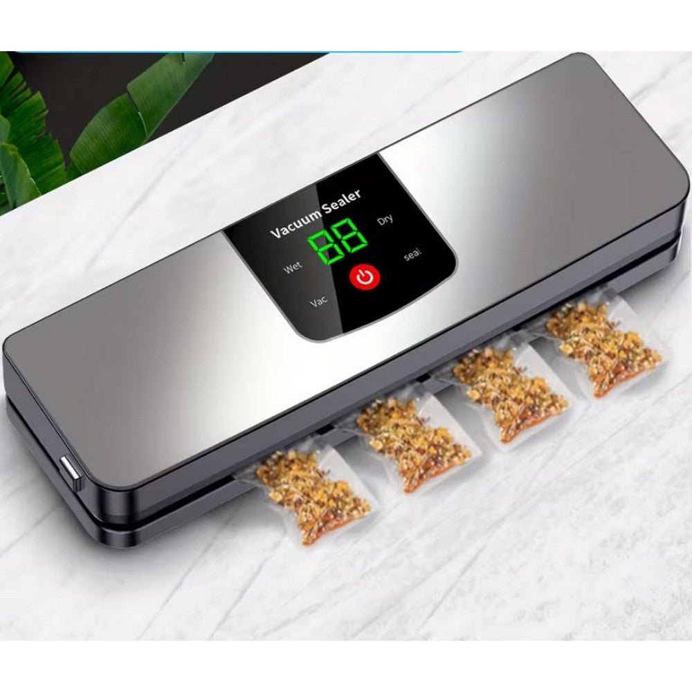 Food Saver Vacuum Sealer Machine Fully Automatic Vacuum Pump With 10 Vacuum Bags-Silver