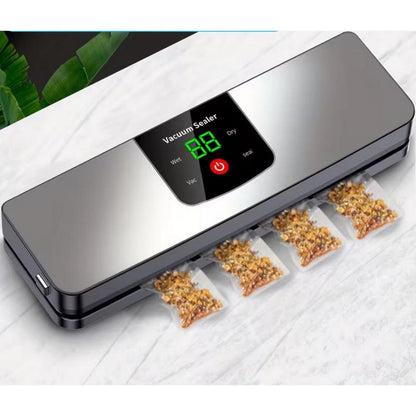 Food Saver Vacuum Sealer Machine Fully Automatic Vacuum Pump With 10 Vacuum Bags-Silver