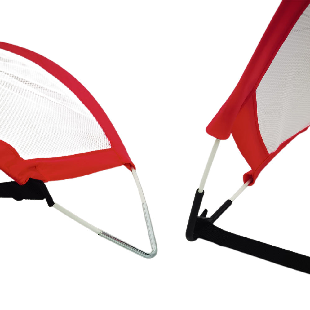 Portable Pop-Up Soccer Goal Set with 3 Ground Pegs and Carry Storage Bag Red