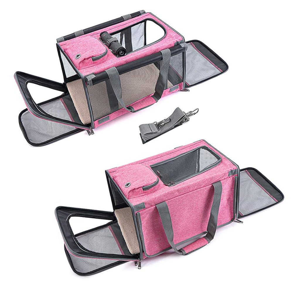 Pet Carrier for Large Cats Washable Dog Carrier Privacy Protection for Travel-pink