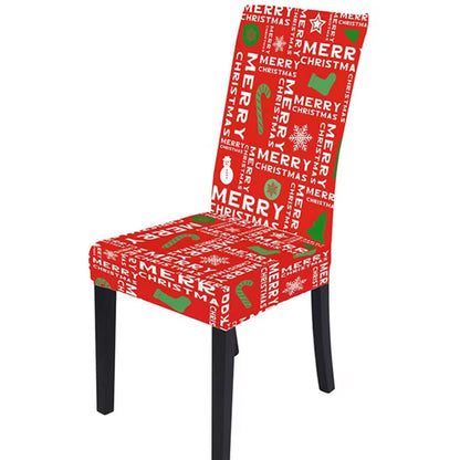 2Pcs Set Christmas Dining Chair Covers Stretch Xmas Chair Slipcovers Protector Washable Holiday Party Decor Style 2