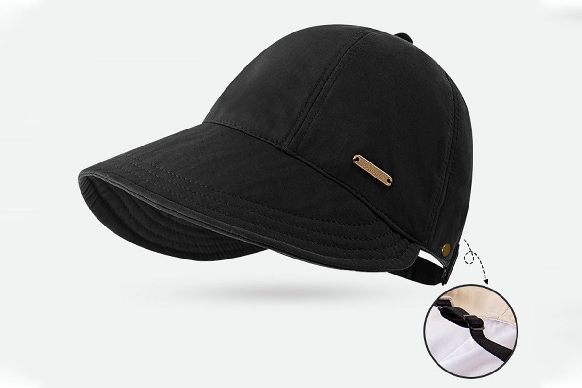 Wide Brim Quick Dry Foldable Sun Hat - Black