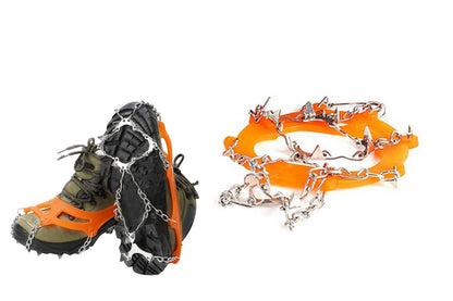 Traction Cleats Ice Snow Grips with 10 Stainless Steel Spikes - Orange