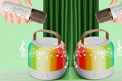 Mini Karaoke Machine for Adults Portable Bluetooth Speaker with 2 Wireless Microphones Christmas Birthday Holiday Toy Gifts-White