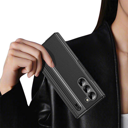 Phone Case for Samsung Z Fold 7 with Pen Holder Full Coverage Hinge Protection-Black