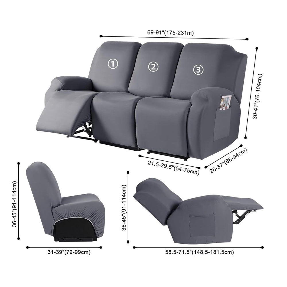 Full Wrapped Stretch Recliner Chair Cover Elastic Recliner Sofa Slipcover Navy