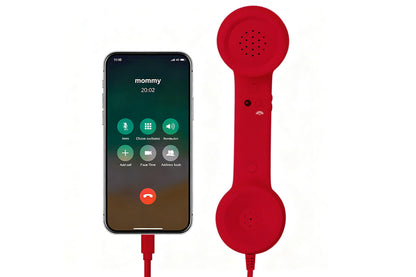 Retro Wired Handheld Telephone Handset with Microphone for Smartphones PC-Red
