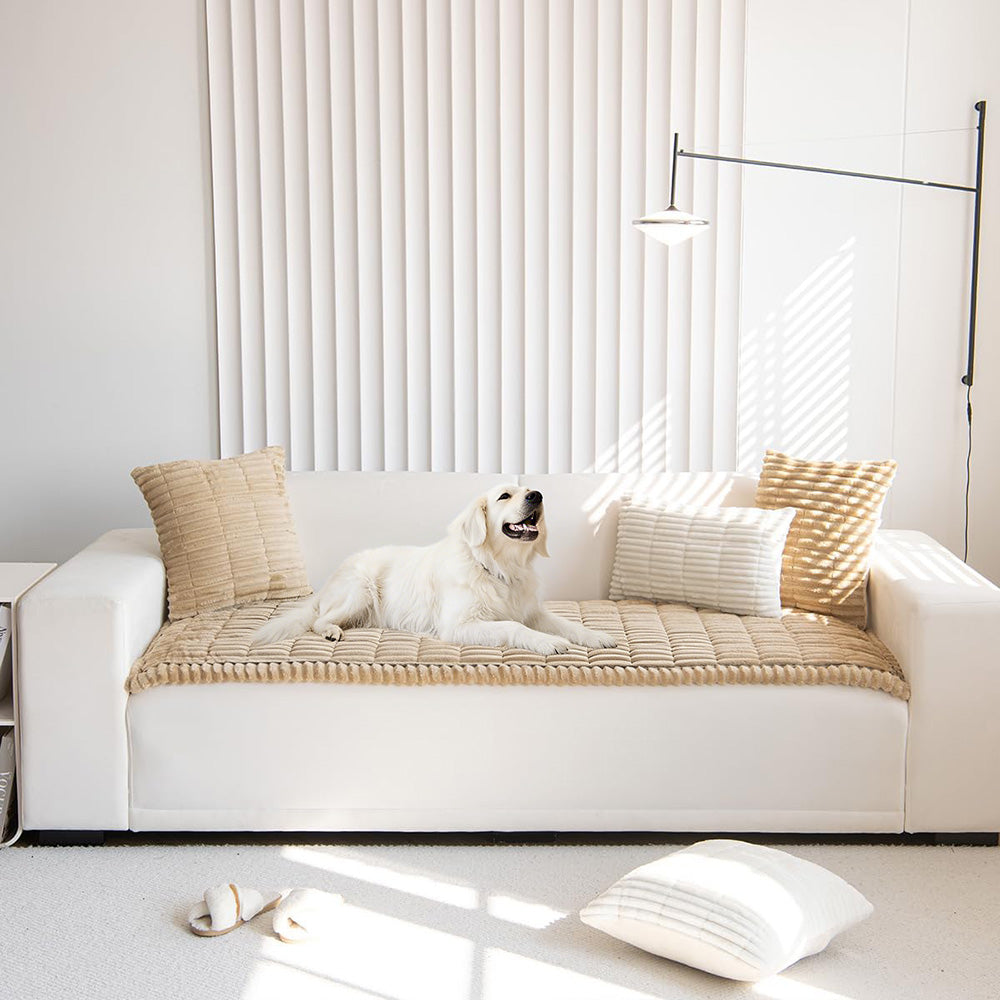 Couch Cover for Dogs Washable Fuzzy Pet Couch Cushion-Khaki
