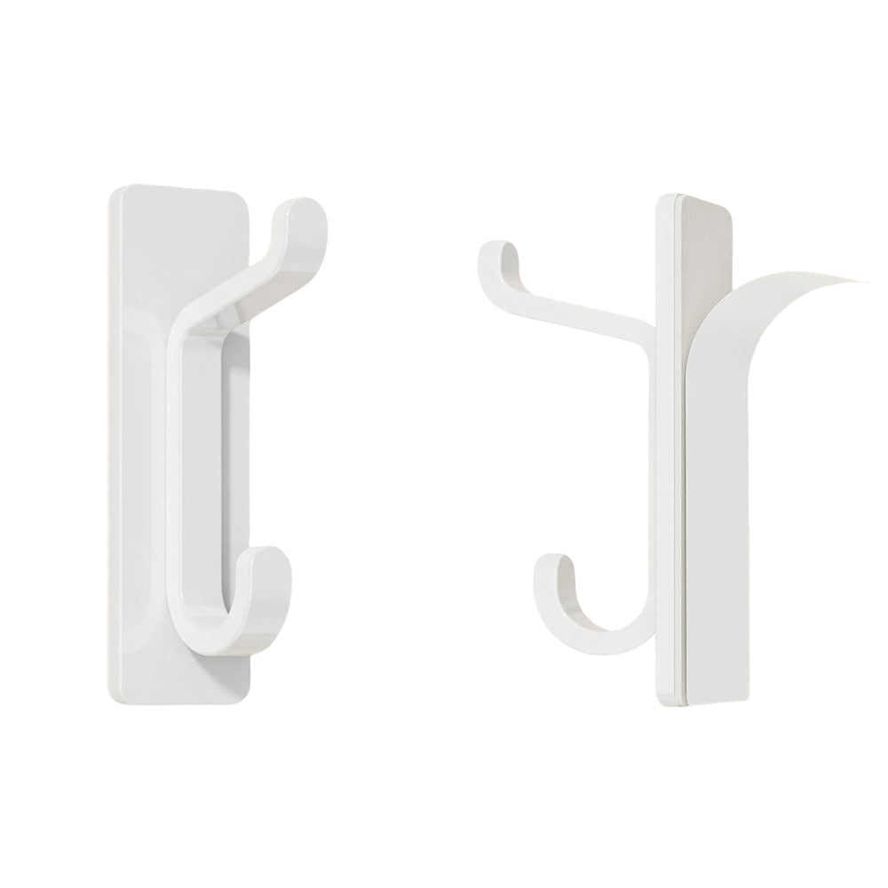 4 Piece Stainless Steel Double Adhesive Hooks - White