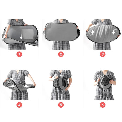 Portable Car Seat Pet Kennel Pop Up Dog Cat Tent Bed Grey