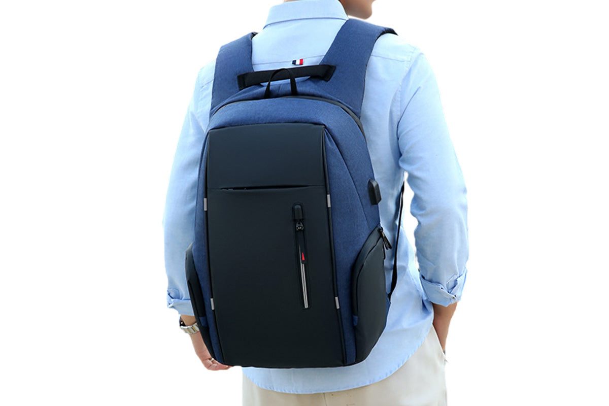 Travel Laptop Backpack with USB Port School Bookbag Fits 15.6 Inch Laptop-Blue