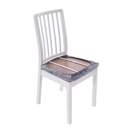2Pcs Velvet Dining Chair Seat Covers Stretch Chair Seat Cushion Cover -Grey