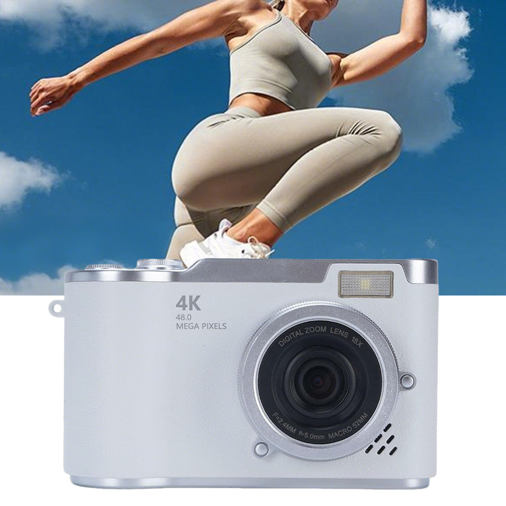 HD 1080P Retro Digital Camera with 2.4-inch Flip Screen for Photos & Video White