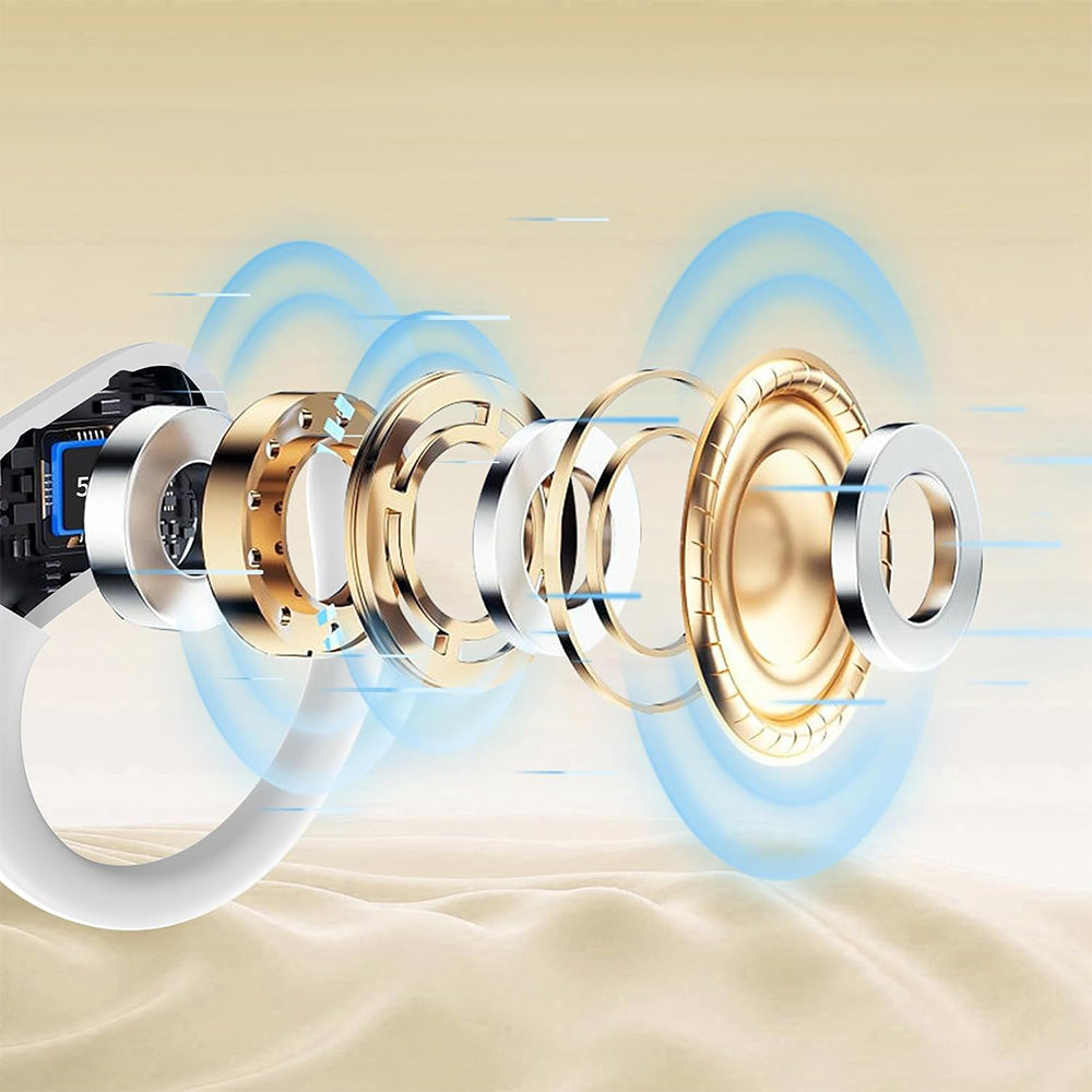 Wireless Bluetooth 5.4 Headphone Over Ear Bud IPX5 Waterproof Earphone for Sport Running-WHI