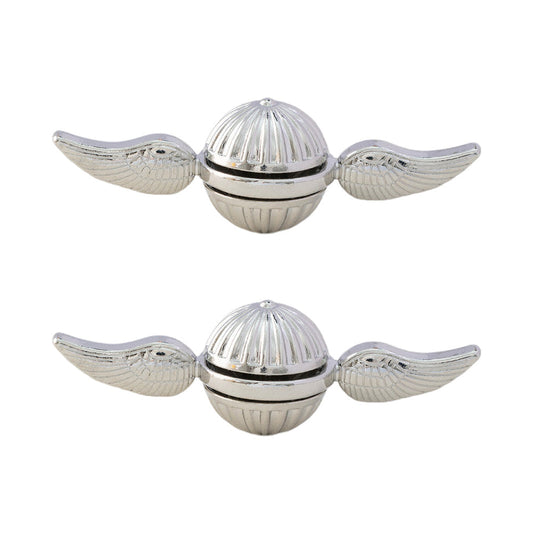 2Pcs Fidget Sphere Spinner Desk Spinning Toy Wings Finger Hand Spinner Silver