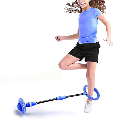 Foldable Skip Ball for Kids Colorful Flashing Wheel Skip Ball Game Fitness Toys Blue
