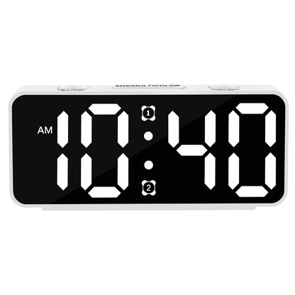 Small Digital Alarm Clock with 6 Dimmers and 5 Alarm Volumes for Bedrooms-White