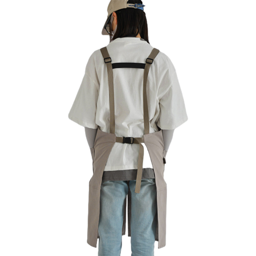 Kitchen Apron with Pockets Chef Apron Adjustable Aprons for Crafting Drawing Grey