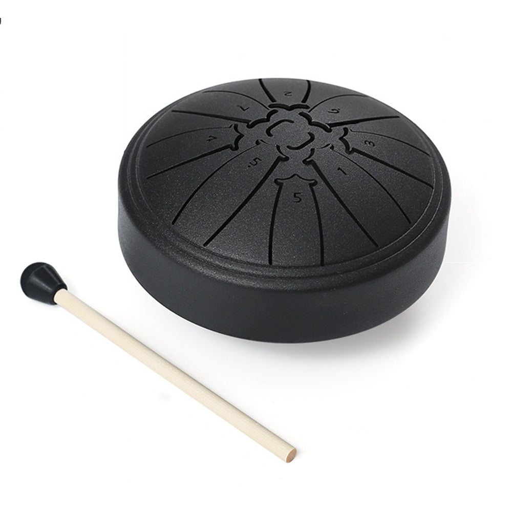 4 Inch Tongue Drum 8-Note Handpan Drum with Drumsticks and Music Book for Early Musical Education Zen Meditation Black