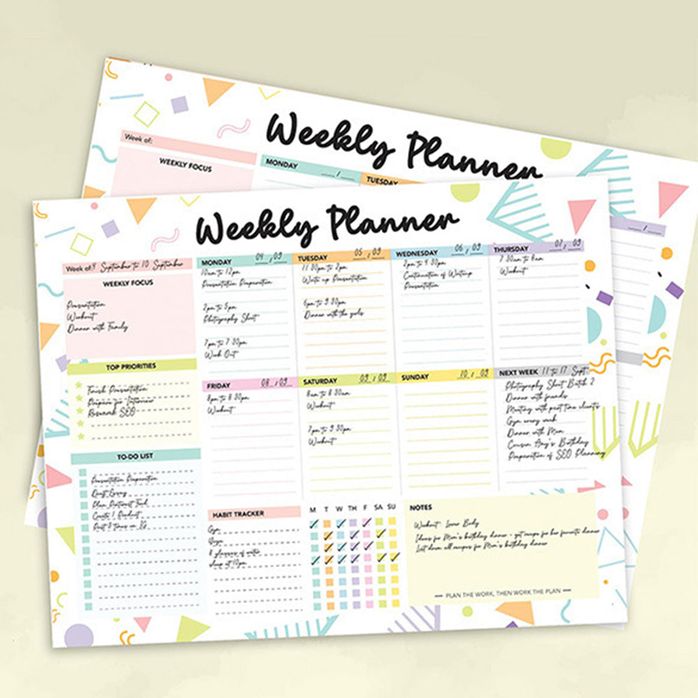 Weekly To Do List Notepad Undated Planner With 52 Sheets Weekly Planner-White