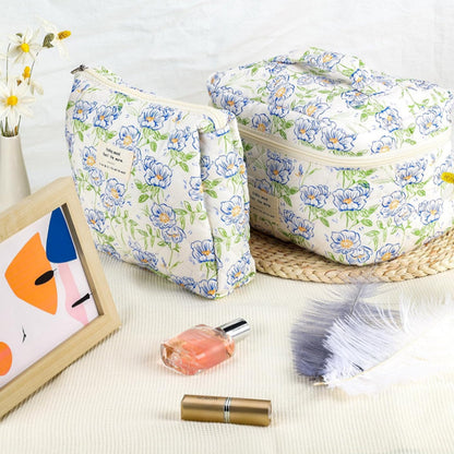 3Pcs Set Travel Makeup Bags Cosmetic Bag Aesthetic Floral Toiletry Organizer Bags Style 5