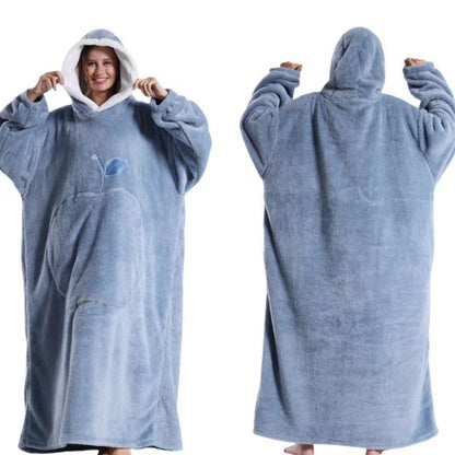 Unisex Hoodie Blanket Oversized Wearable Throw Blanket Blue