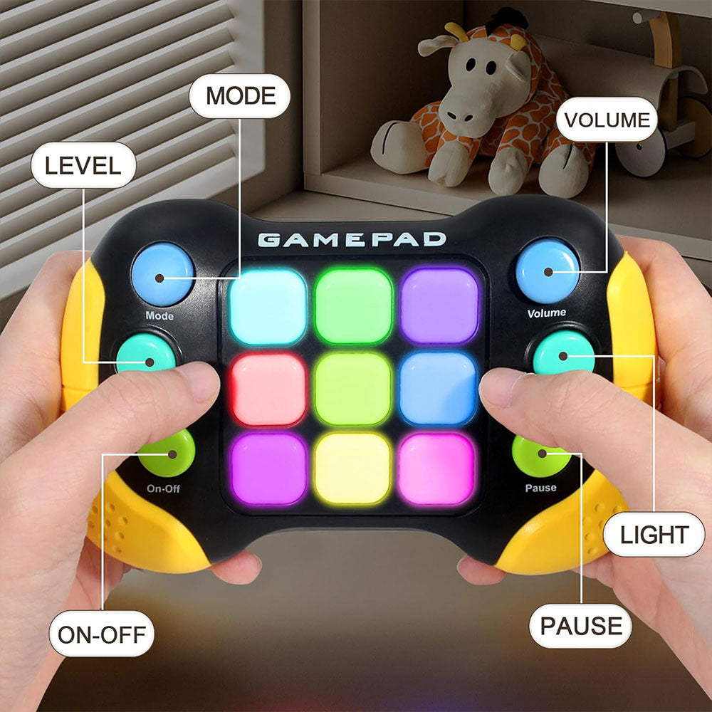 Fast Push RGB Game Toy Handle Electronic Brain and Memory Game Pad for Kids Teens Yellow