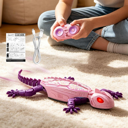 Remote Control Wall Climbing Gecko Toy with LED Lights - Pink