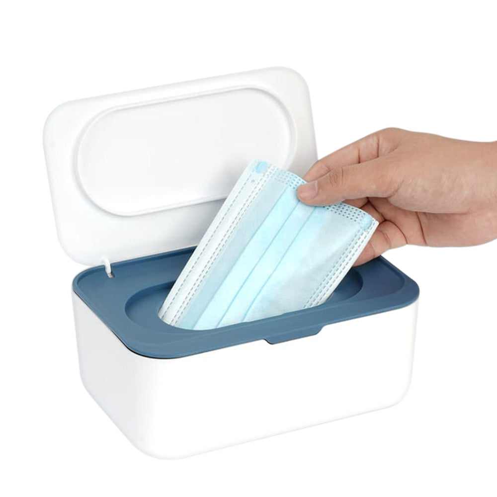 Wipes Dispenser Wipes Tissue Storage Case With Lid Refillable Wipe Holder-Blue