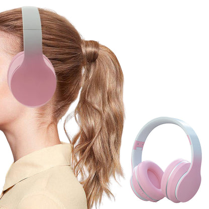 Foldable Kids Wireless Headphones Over Ear Bluetooth Headset with Mic Function Pink