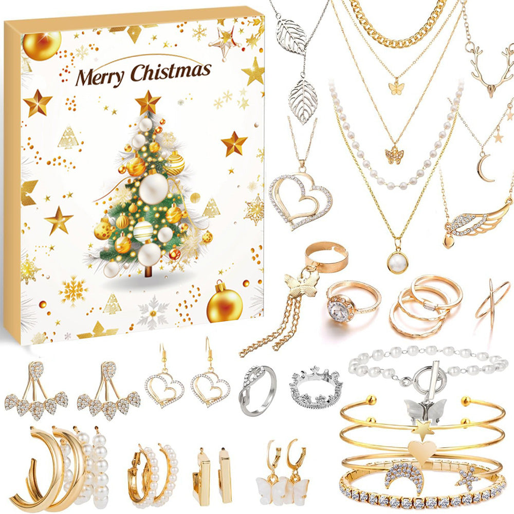 24 Days Jewerly Countdown to Christmas Calendar Xmas Necklace Earrings Bracelet Advent Calendar Surprise Box Style 3