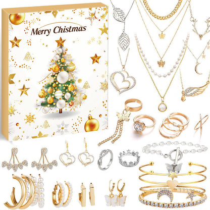 24 Days Jewerly Countdown to Christmas Calendar Xmas Necklace Earrings Bracelet Advent Calendar Surprise Box Style 3