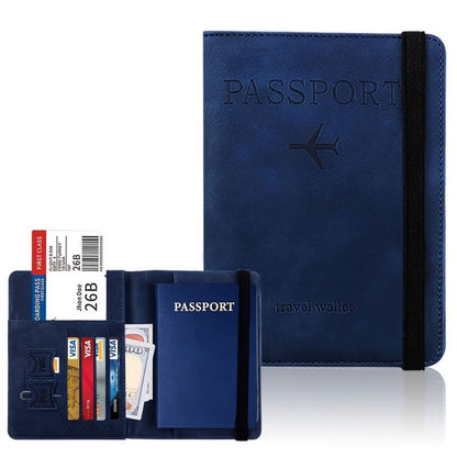 RFID Shield Passport Holder and Luggage Tag Set - Dark Blue