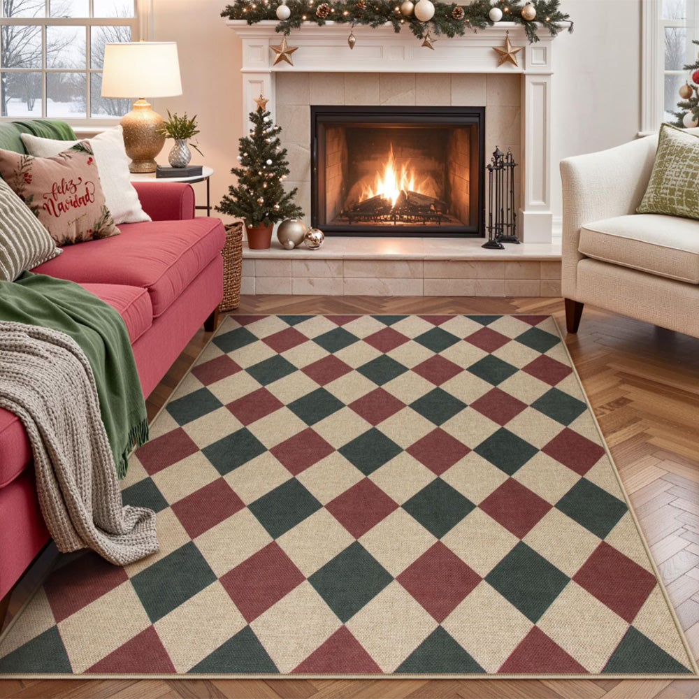 Vintage Low Pile Rug Non Slip Washable Mat for Living Room Bedroom-Style3