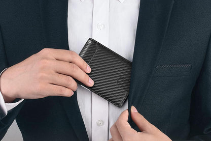 PU Leather Wallet RFID Blocking Front Pocket Bifold Card Holder-Black
