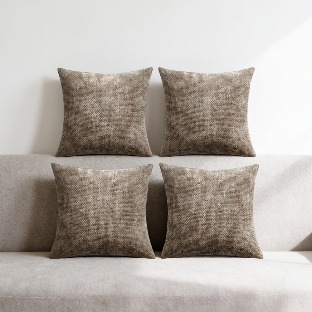 4 Pack Chenille Knit Throw Pillow Covers for Couch Bed -Camel
