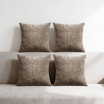 4 Pack Chenille Knit Throw Pillow Covers for Couch Bed -Camel