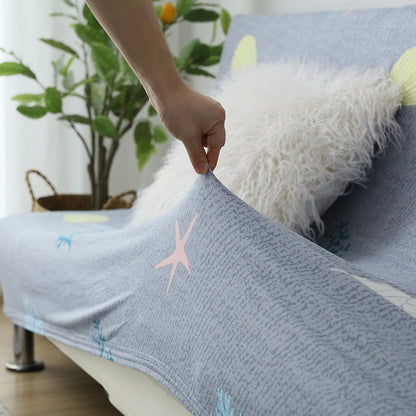 Printed Armless Futon Slipcovers Stretch Folding Sofa Bed Cover with Elastic Bottom -Grey